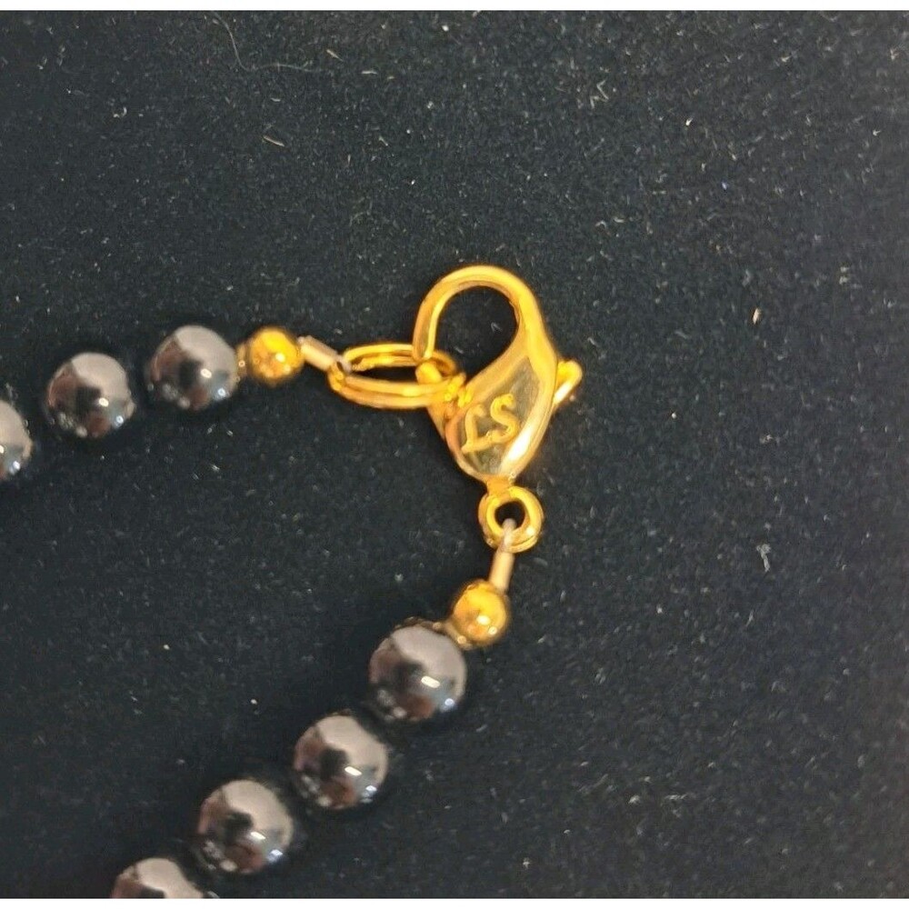 Vintage Lee Sands Lion Necklace Mother of Pearl Inlay Tiger Eye Bead - Picture 4 of 4